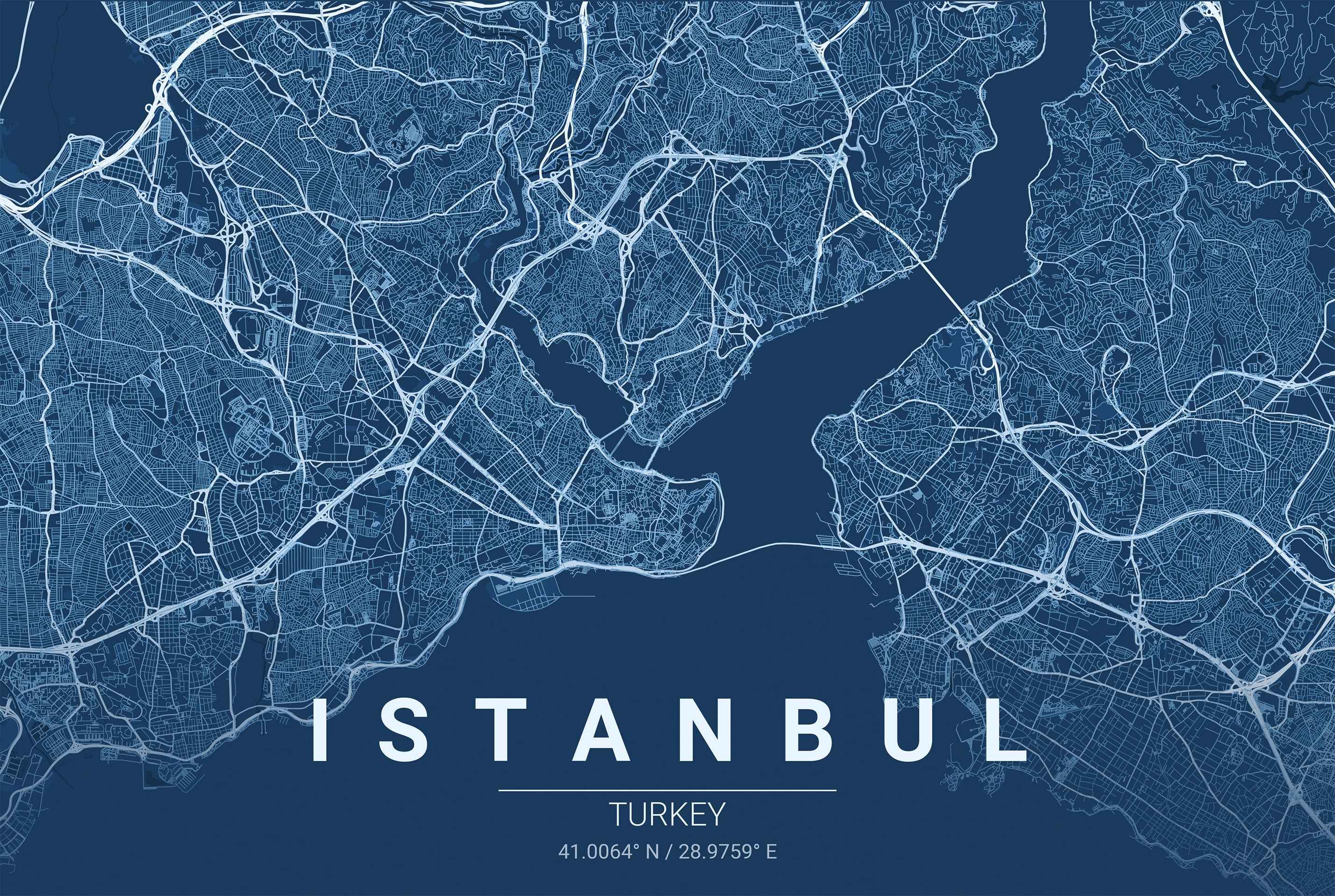 Istanbul Blueprint Map - Modern City Street Wall Art - Strategy Maps